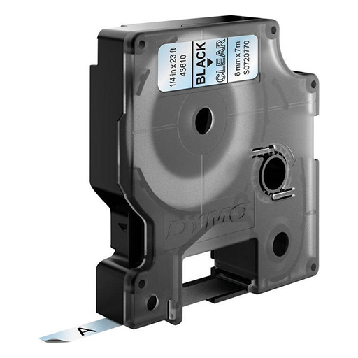 DYMO S0720-BK-CL D1 Standard Labels Black Text on Clear Label