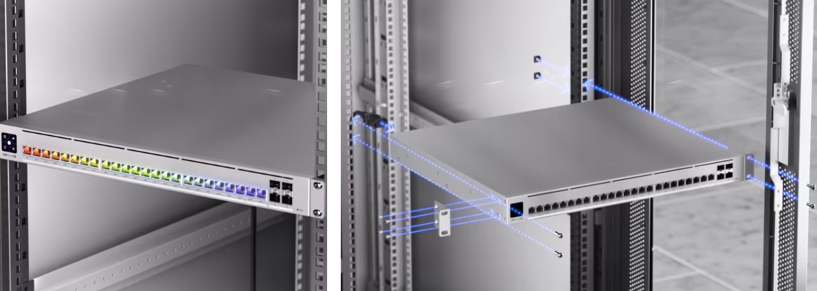 Image of the USW-Pro-HD-24-PoE product with labels of ehat features it has