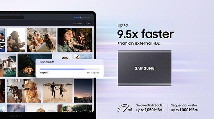 Samsung T7 2TB External SSD Indigo Blue