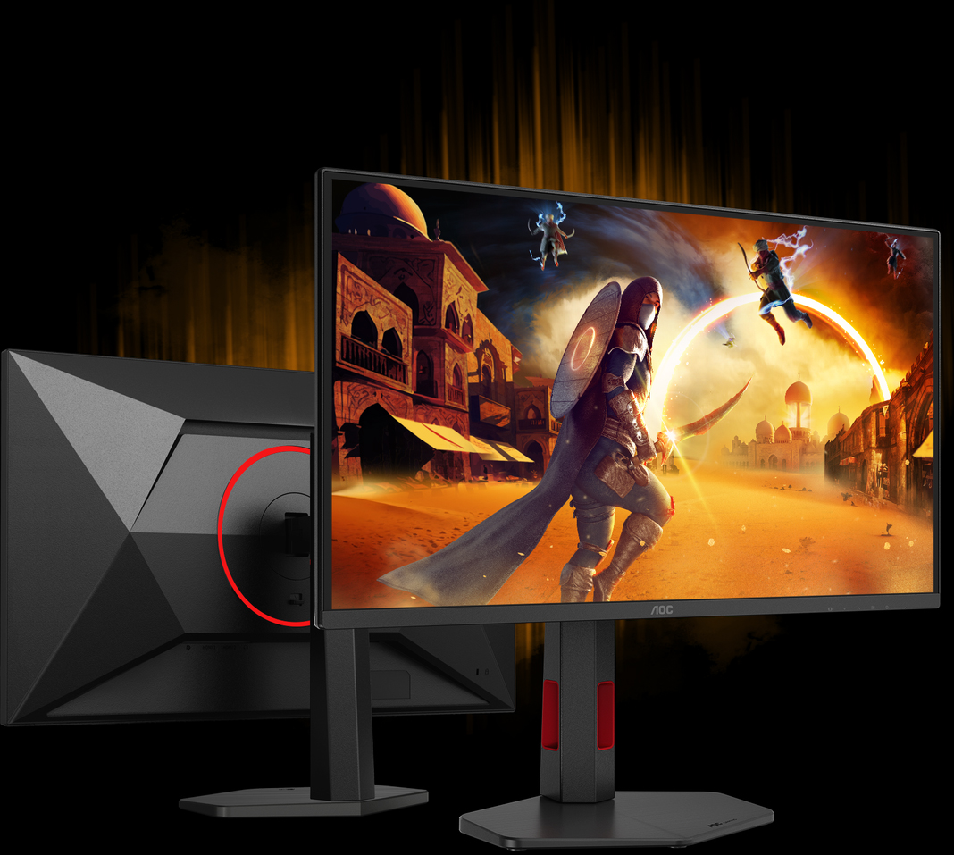 The adjustable stand supports height, tilt, and swivel adjusts.