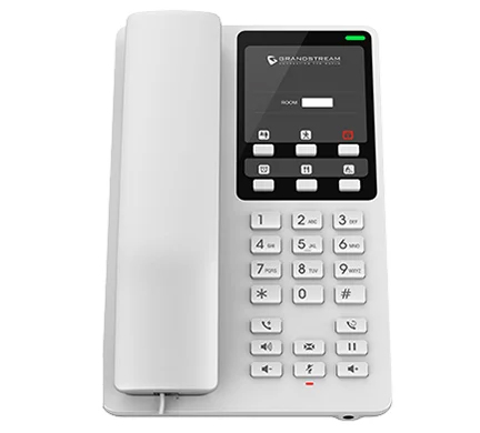 Grandstream GHP620 white compact hotel IP phone with customisable faceplate
