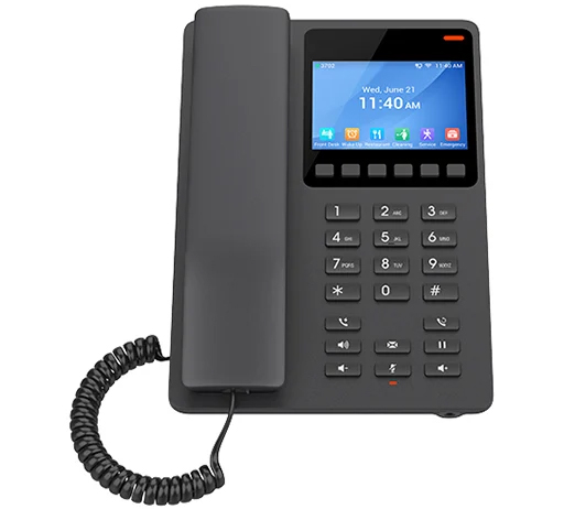 Grandstream GHP631 black hotel IP phone with 3.5-inch colour LCD