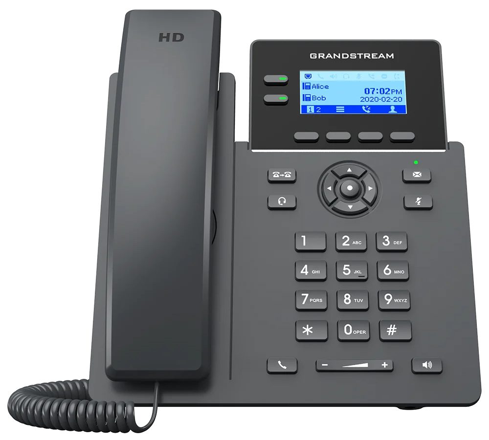 Grandstream GRP2602G 2-line Essential IP phone with backlit LCD, Gigabit Ethernet and PoE