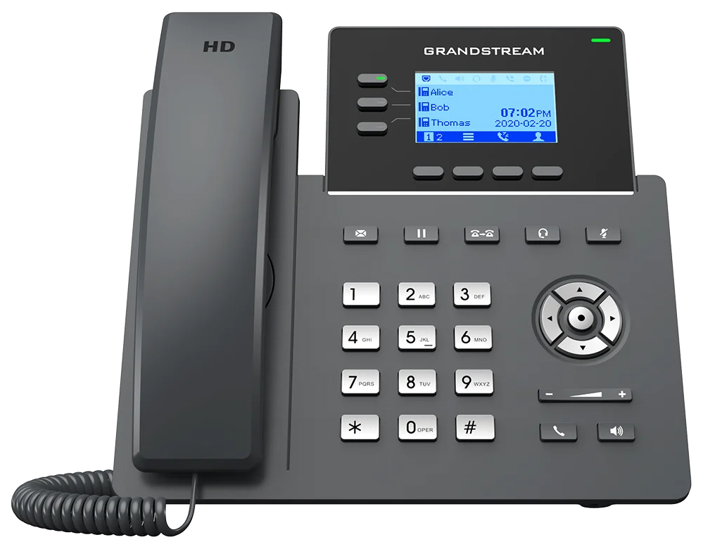 Grandstream GRP2603 3-line Essential IP phone with backlit LCD and Gigabit Ethernet