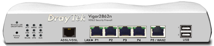 Vigor 2862 VDSL/ADSL Router/Firewall & 5 Port Gigabit Switch with WiFi 802.11ac & built-in 3G/4G (LTE) SIM slot & 4 x Wireless LAN