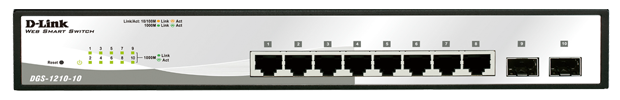 Switch Gestionable D-Link DGS-1210-10 - 8 Ports Gigabit + 2 Ports SFP, Pour Petites Entreprises Et Réseaux