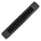 2U 19 inch Rackmount Brush Strip Panel, Black