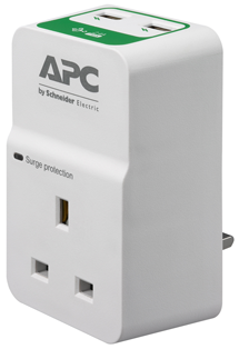 APC PM1WU2-UK Essential SurgeArrest 1 Outlet 230V, 2 Port USB Charger, UK