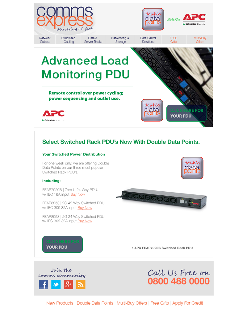 Advanced Load Monitoring PDUs from APC with Double Data