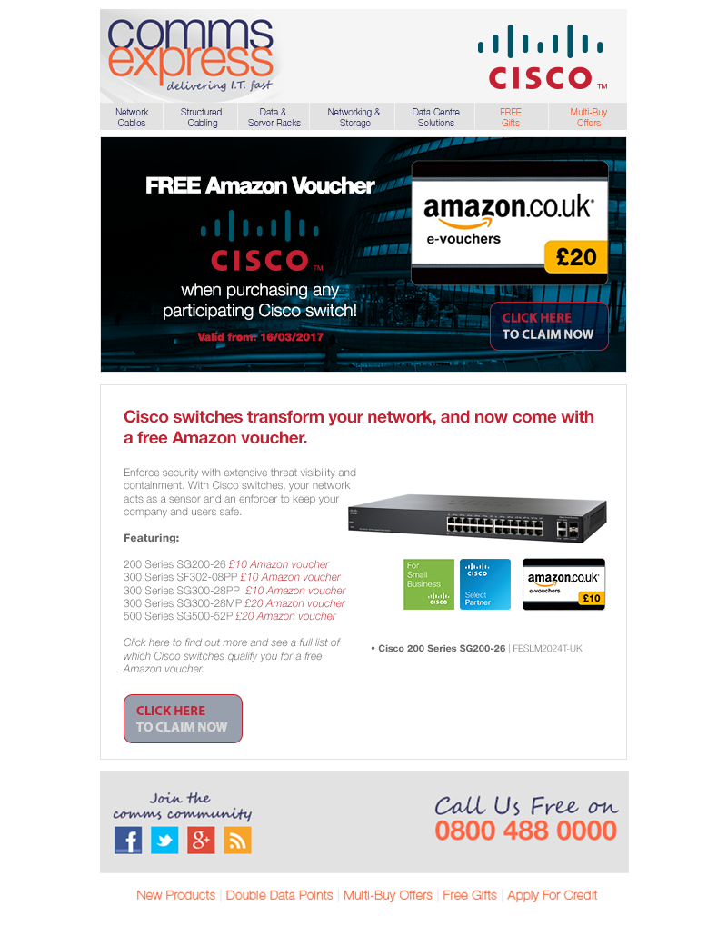 Claim Your Free Amazon Voucher with Cisco Switches