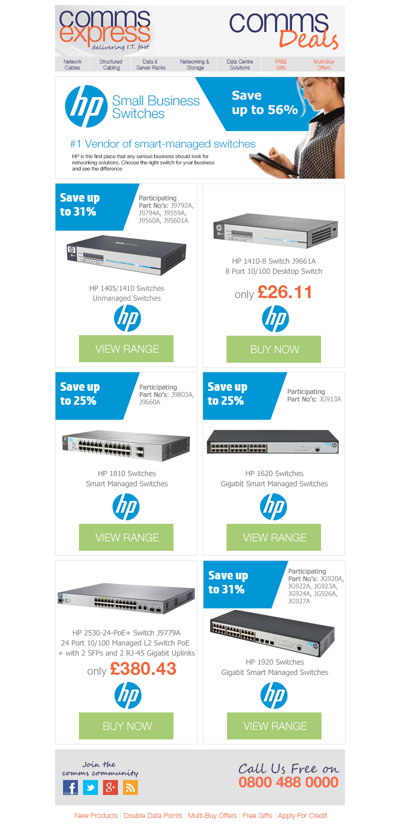 Save up to 56 Percent on HP Small Business Switches