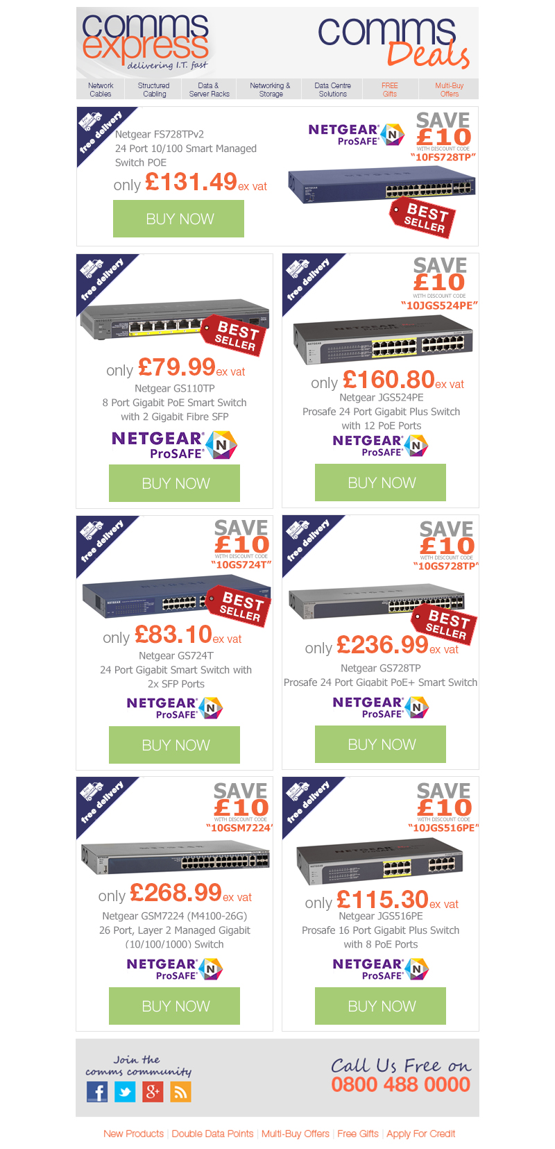 Save £10 on Selected NETGEAR ProSafe Switches