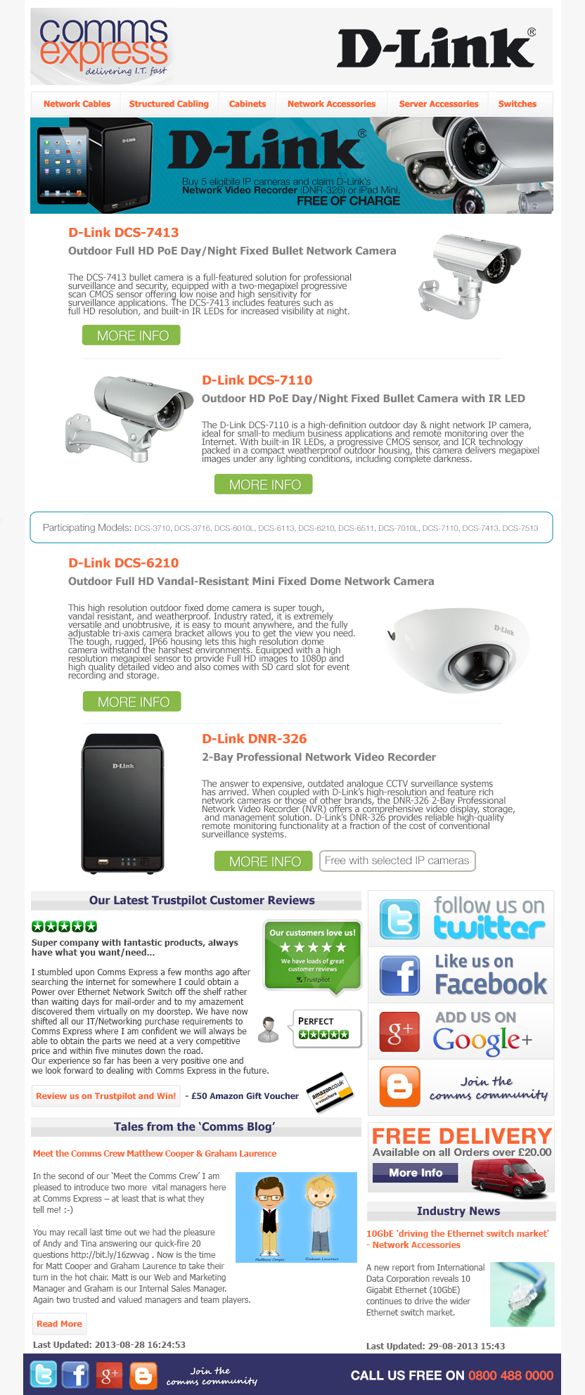 Buy 5 eligibile D Link IP Cameras and Claim an iPad Min