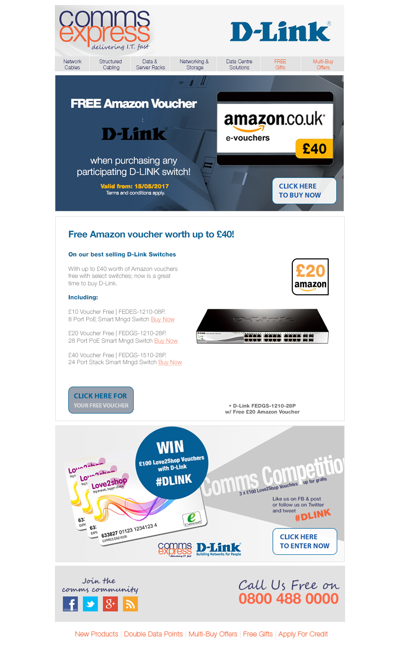 Free Amazon Voucher Worth Up To 40 with DLink Switches