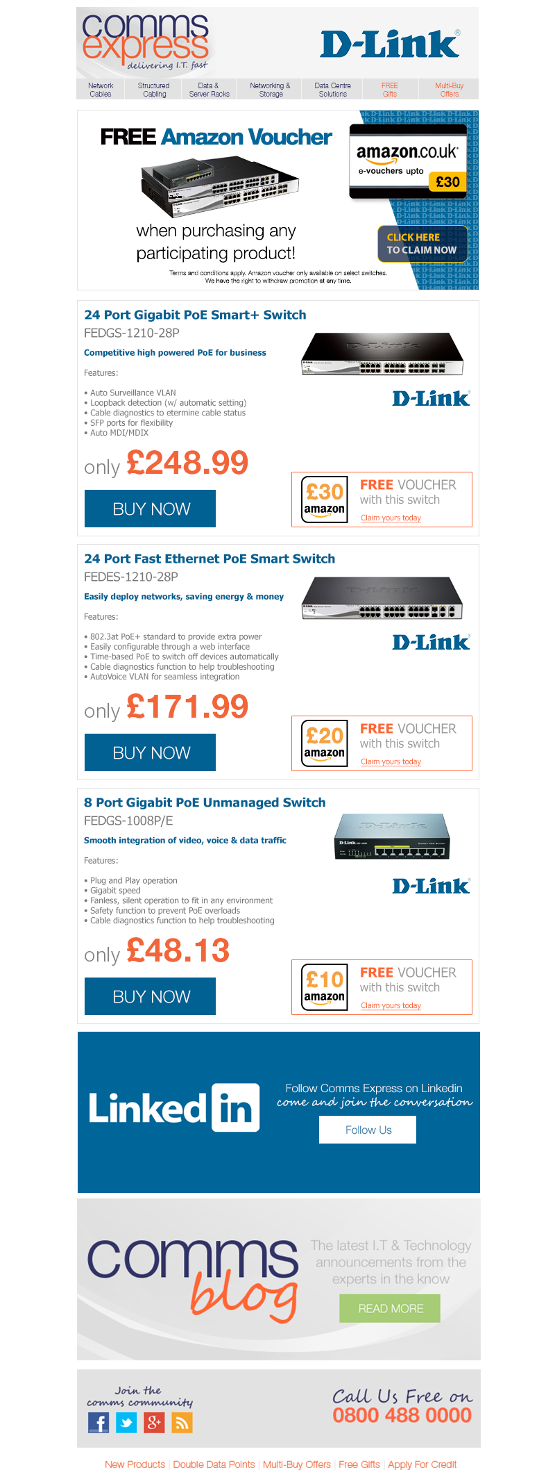 FREE Amazon voucher with select DLink switches