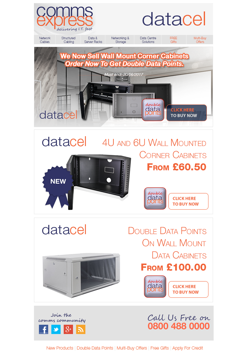 We Now Sell Datacel Wall Mounted Corner Cabinets