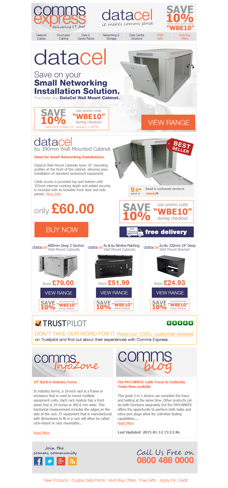 Save 10% on DataCel Wall Mount Data Cabinets