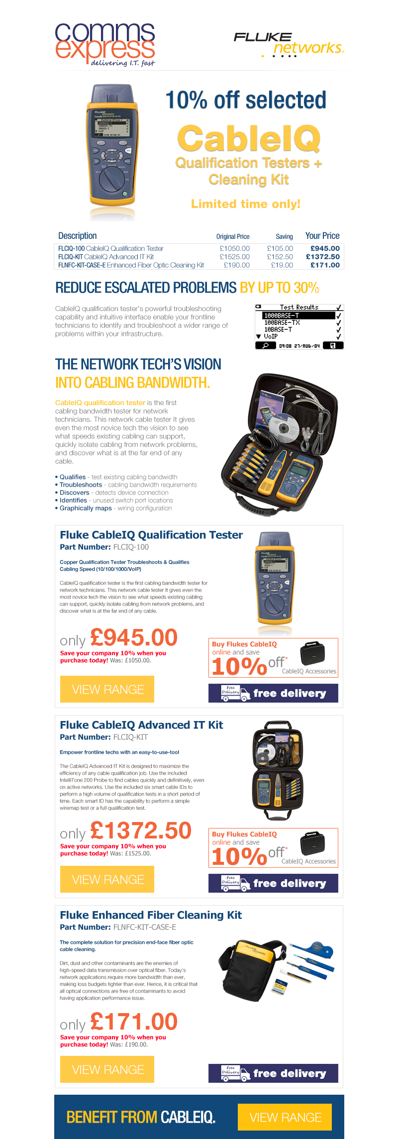 10% Off the Fluke Networks CableIQ Qualification Tester