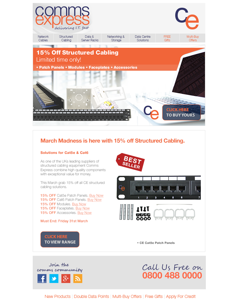 15 OFF Structured Cabling Solutions from CE