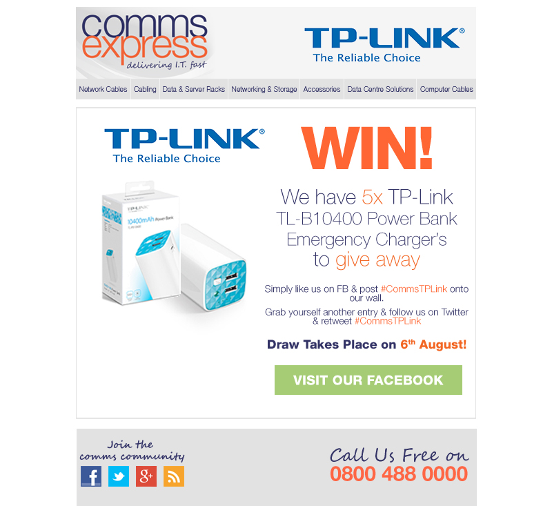 Win one of five Power Bank Emergency Chargers with TP L