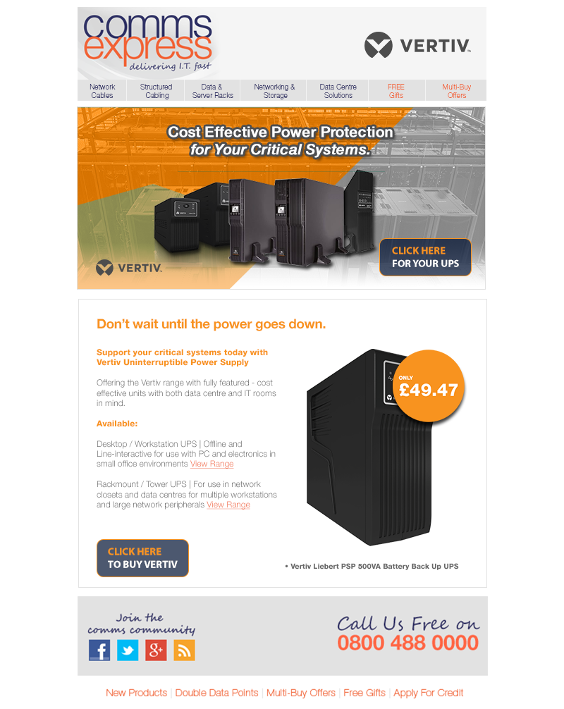Cost Effective Power Protection from VERTIV For Your Cr