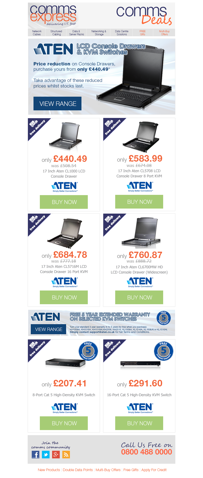 Price reduction on ATEN Console Drawers 