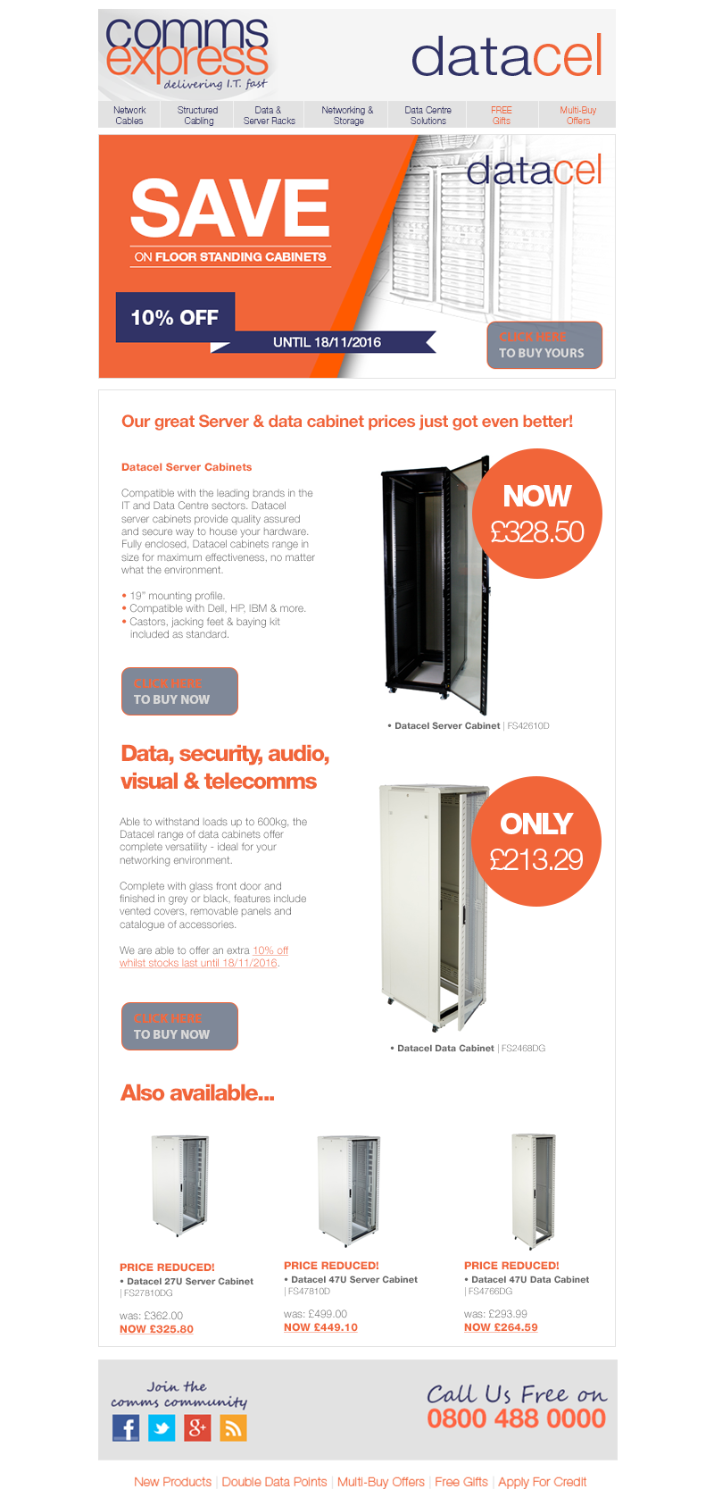 SAVE on Datacel Cabinets Whilst Stocks Last