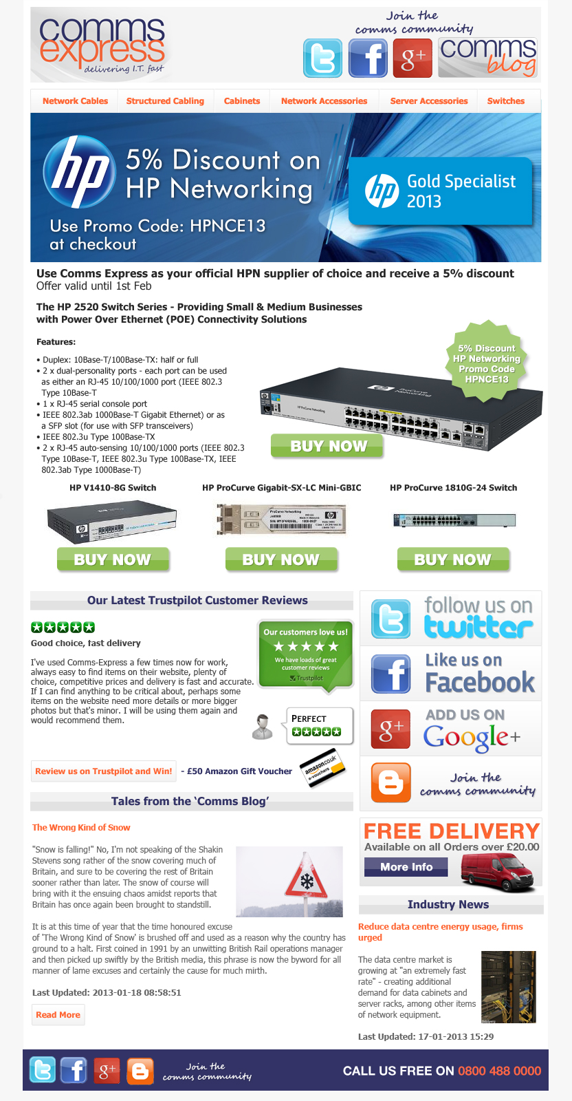 5 Percent Discount on HP Networking