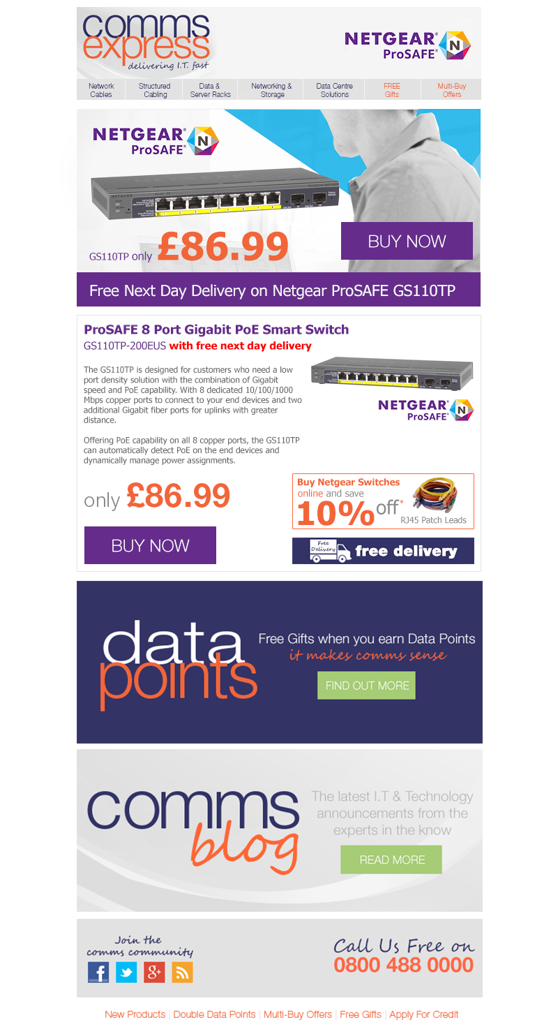 FREE Next Day Delivery on Netgear ProSAFE GS110TP