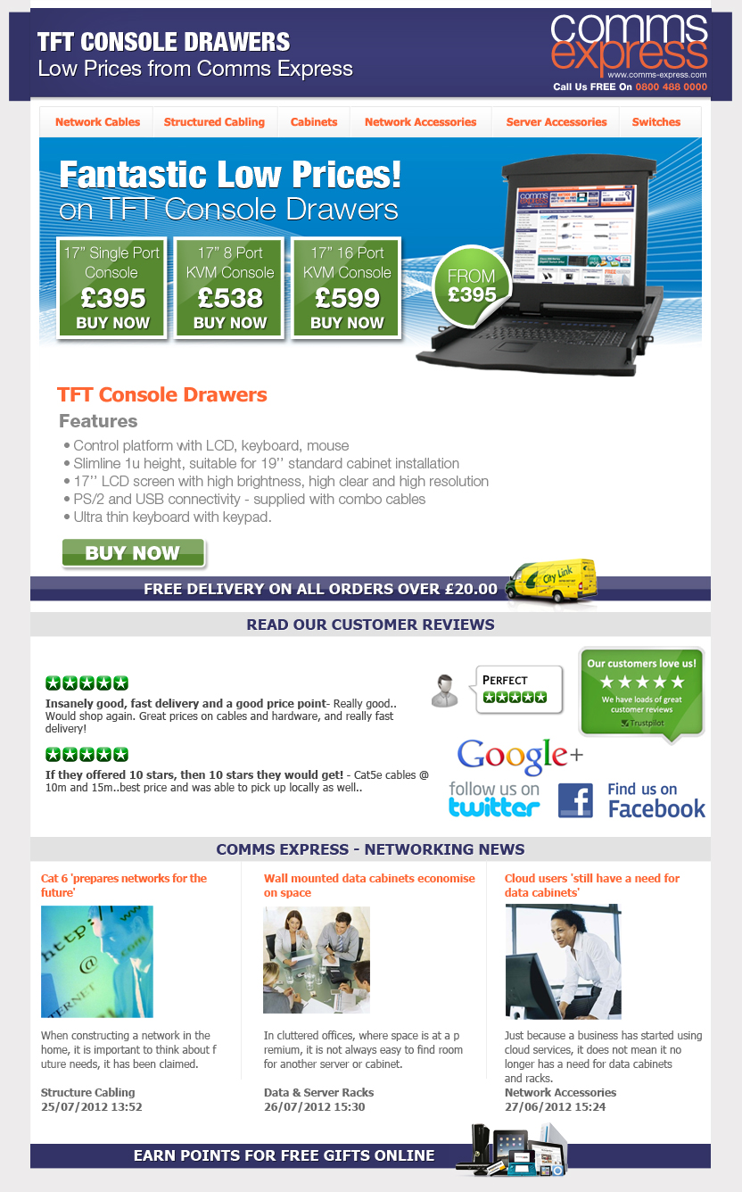 TFT Console Drawers, low prices from Comms Express