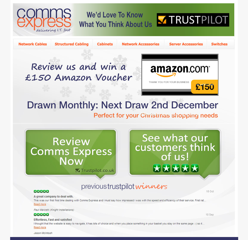Review us and win a 150 pound Amazon voucher