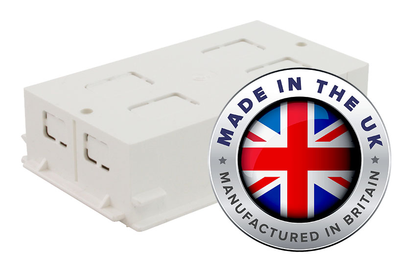 Double Outlet Box for Perimeter Trunking - UK Made, 35mm Deep