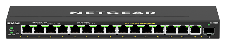 Netgear GS316EP 16-Port PoE+ Gigabit Ethernet Plus Switch with 1 SFP Port