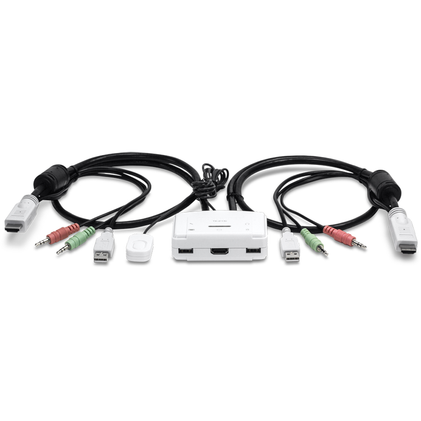 Commutateur KVM DisplayPort 2 Ports TRENDnet TK-241DP - Partage Souris/Clavier Entre 2 PC, Support 4K 60Hz, Hub USB 2.0, Audio Intégré