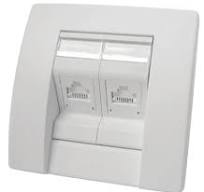 Molex Antimicrobial Contura Wallplate with Grid Plate - Double Gang, White