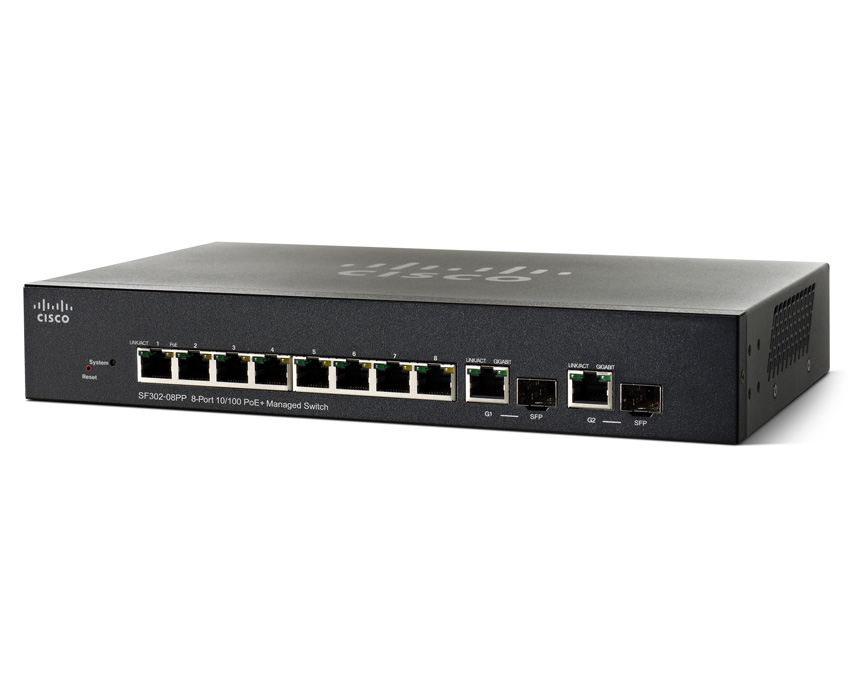 Cisco SMB SF302-08PP-K9-UK 8 Port Ethernet PoE+ Switch