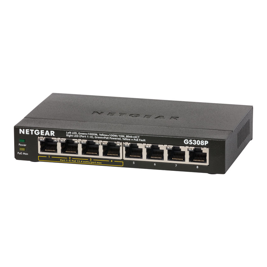 Netgear GS308P 8-Port PoE Gigabit Ethernet Unmanaged Switch