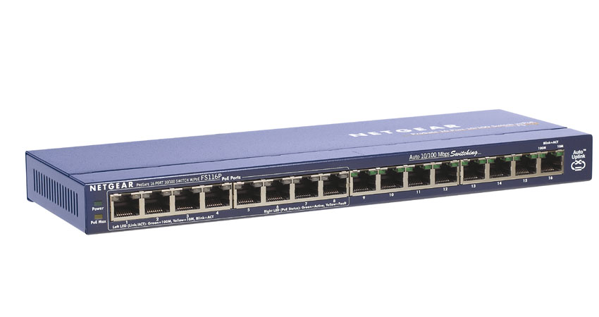Netgear FS116P - 16 Port Unmanaged Fast Ethernet Switch With PoE
