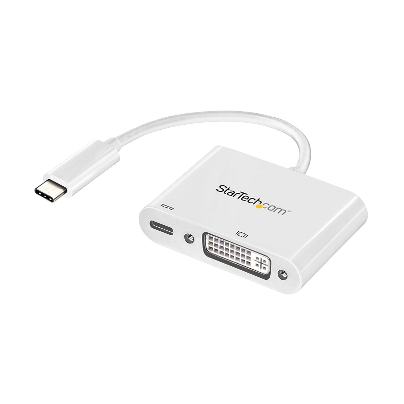 StarTech CDP2DVIUCPW USB C to DVI Adapter with Power Delivery w/ Charging - White