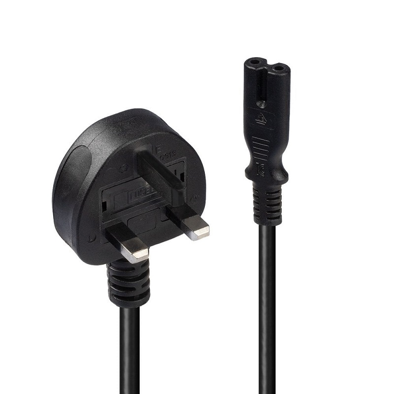 Lindy 30444 2m UK 3 Pin Plug To IEC C7 Mains Power Cable