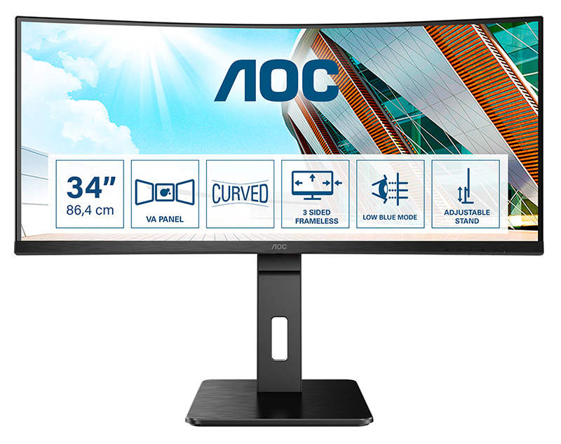 AOC P2 CU34P2A 34in Quad HD LED Monitor 3440 X 1440 Pixels Black