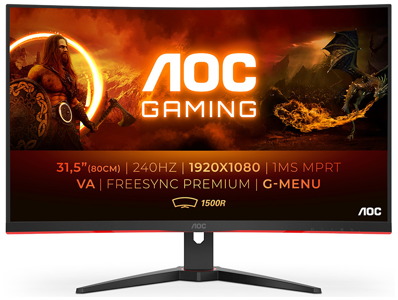 AOC G2 C32G2ZE/BK 31.5in Full HD Curved LED Monitor 1920 X 1080 Pixels Black, Red