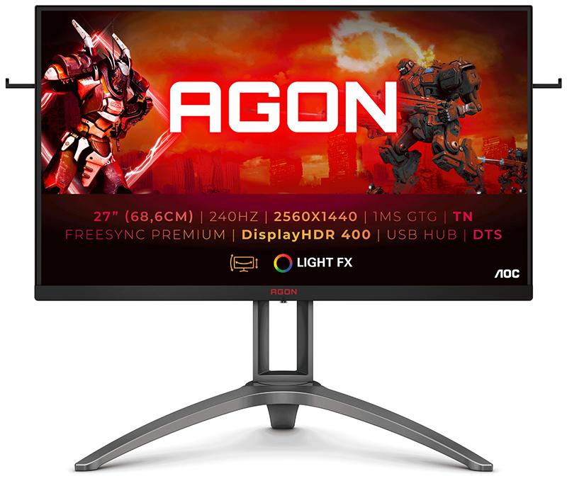 AOC AGON 3 AG273QZ 27in Quad HD LED Monitor 2560 X 1440 Pixels Black