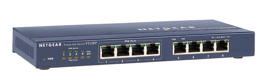 NETGEAR FS108P - 8-Port Unmanaged Fast Ethernet Switch with PoE