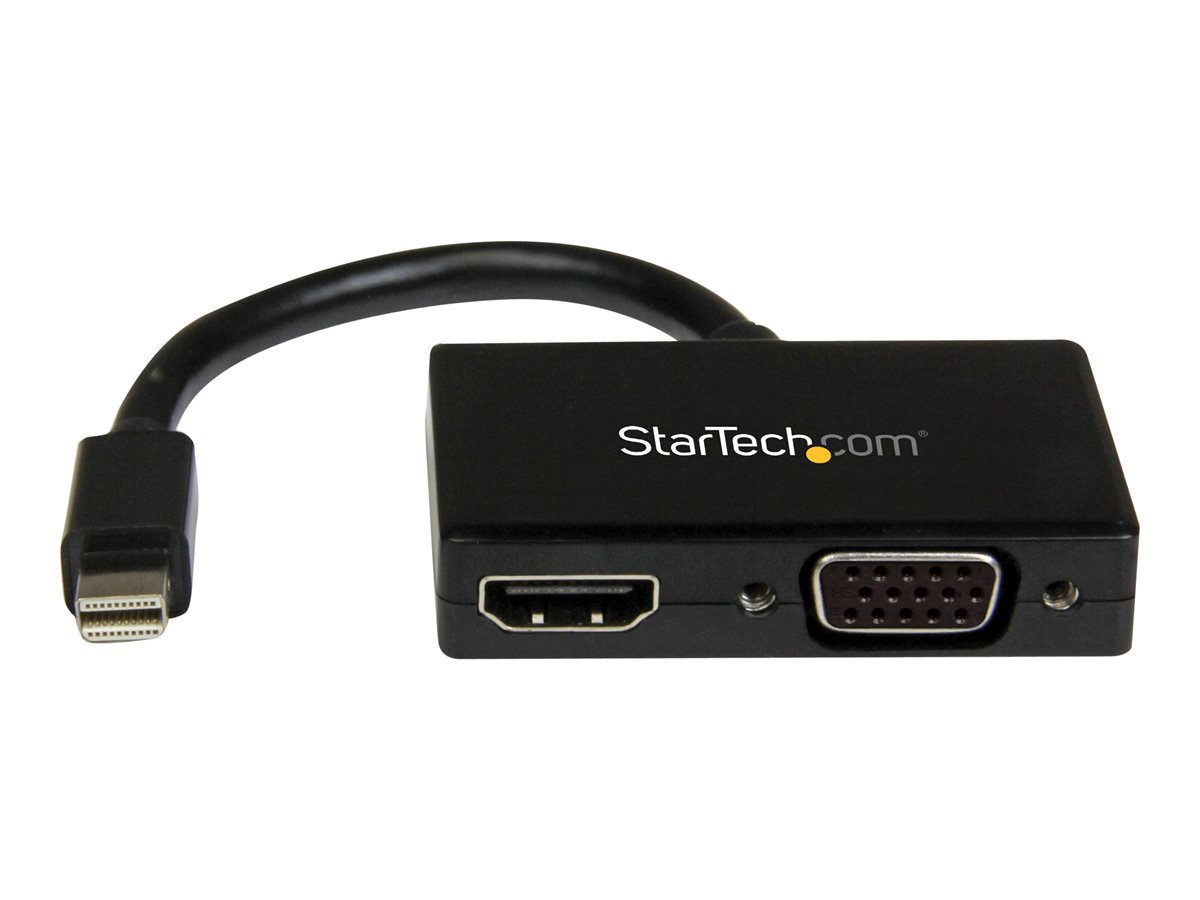 Travel A/V adapter: 2-in-1 Mini DisplayPort to HDMI or VGA converter