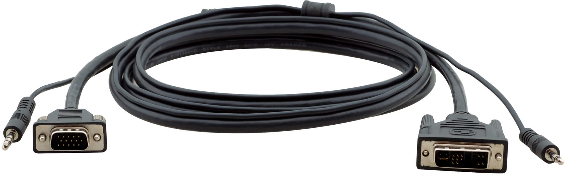Kramer DVI–I to 15–pin HD and Audio Cable