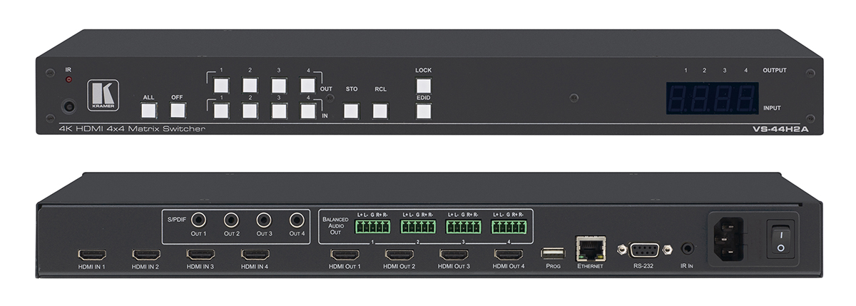 You Recently Viewed Kramer VS-44H2A 4x4 4K HDR HDMI HDCP 2.2 Matrix Switcher Image