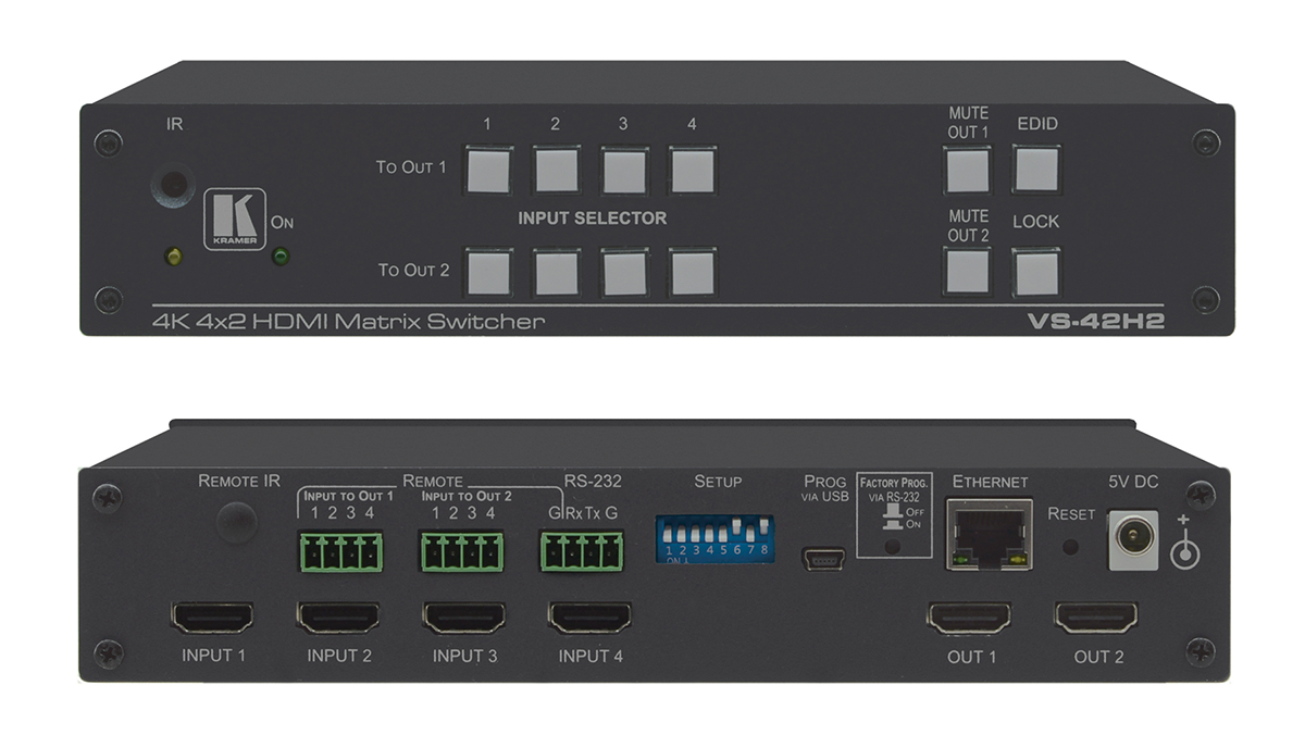 You Recently Viewed Kramer VS-42H2 4x2 4K HDR HDMI HDCP 2.2 Matrix Switcher Image
