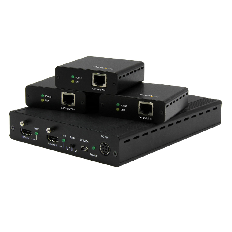 You Recently Viewed StarTech ST124HDBT 3-Port HDBaseT Extender Kit w/3 Receivers 1x3 HDMI over CAT5e Splitter Image