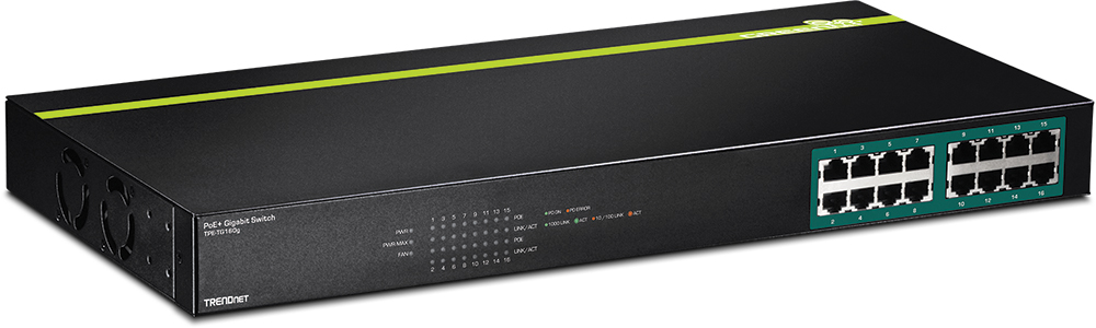 You Recently Viewed TRENDnet TPE-TG160g 16-port GREENnet Gigabit PoE+ Switch (250W) Image